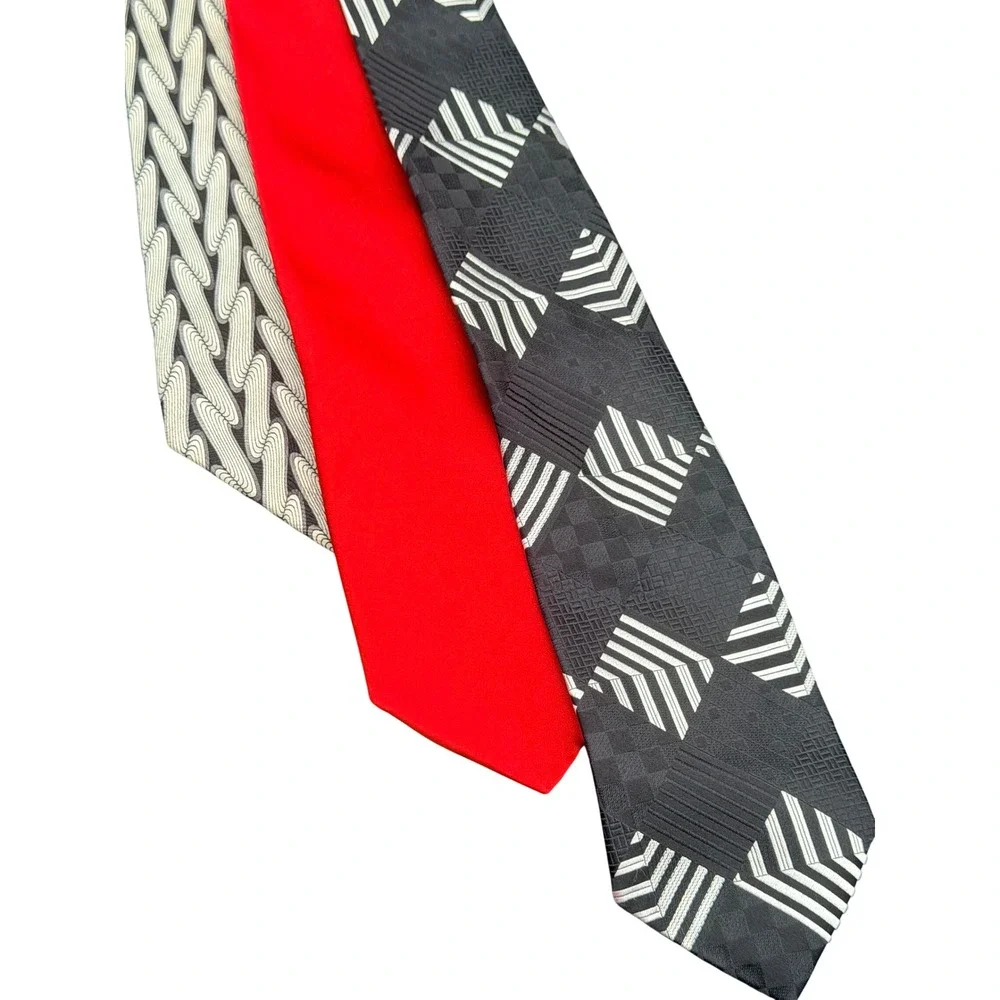 Designer Silk Tie Lot 6pc Paul Fredrick Roundtree Yorke Geometric Silk Neckties